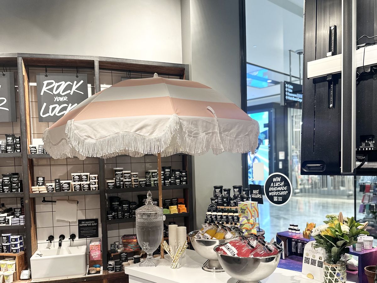 Event cart styled for an indoor retail activation