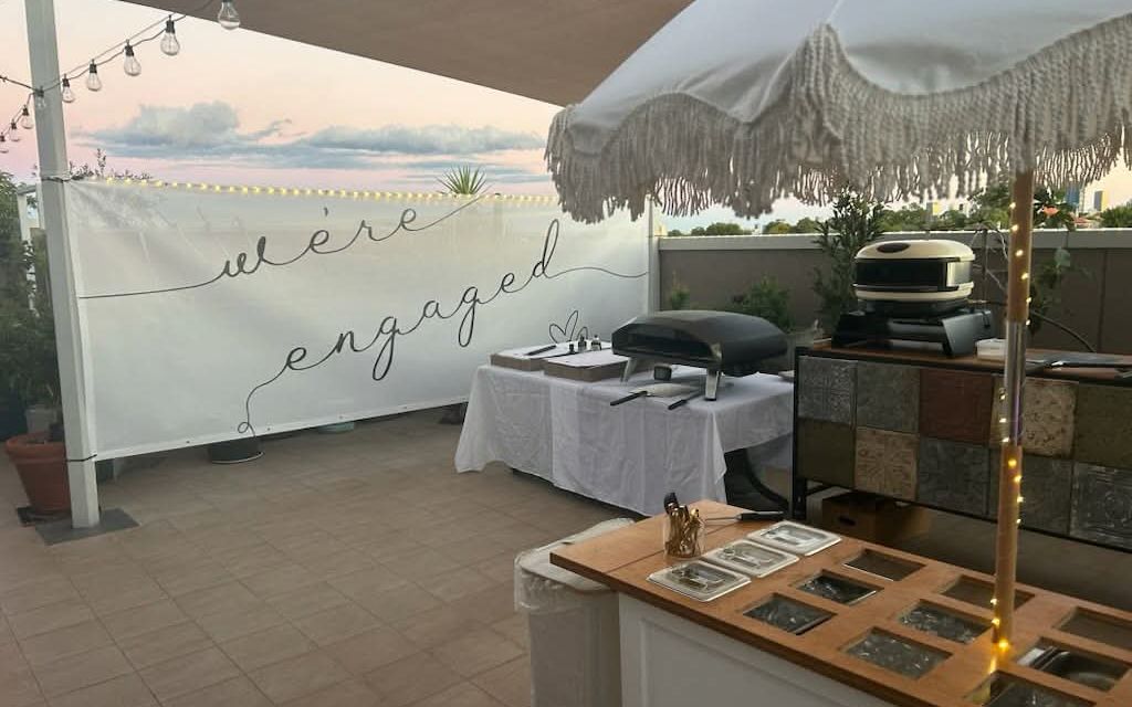 Engagement party with grazing cart