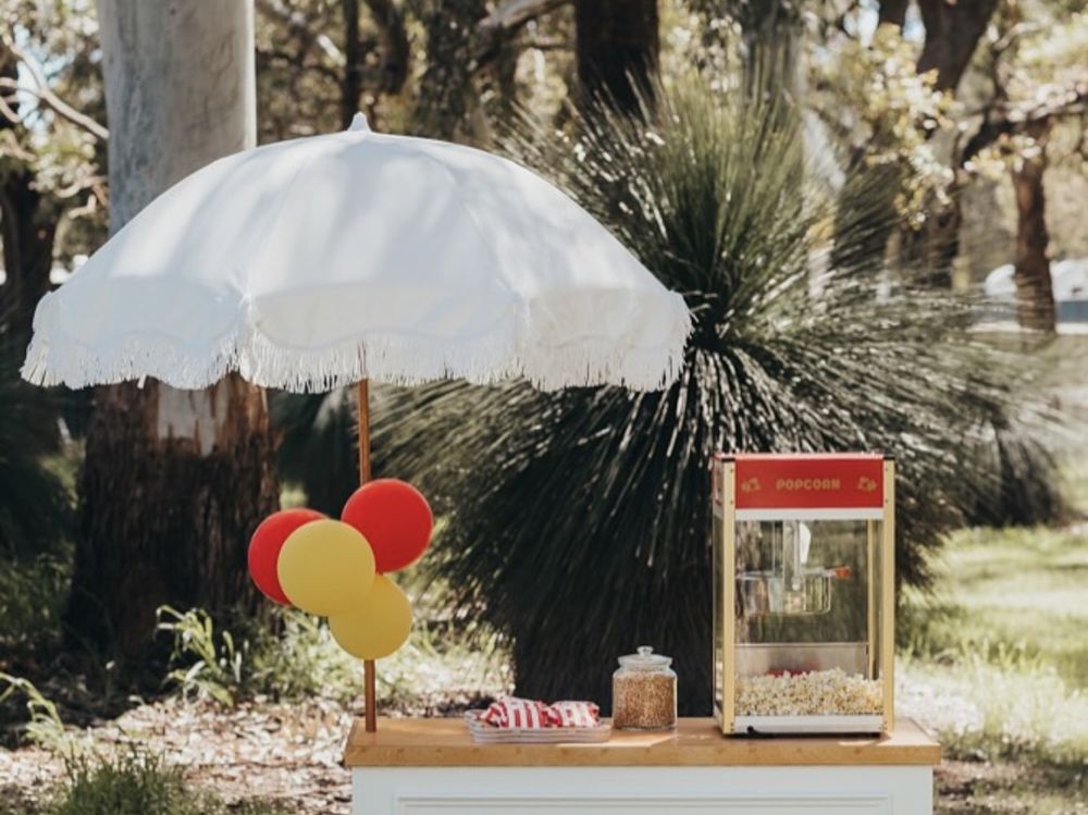 Decorated event cart at themed celebration