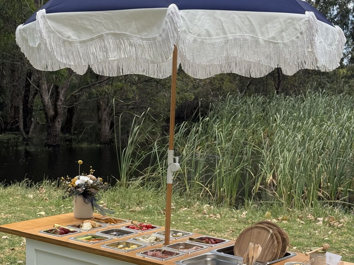 Grazing cart with charcuterie selection