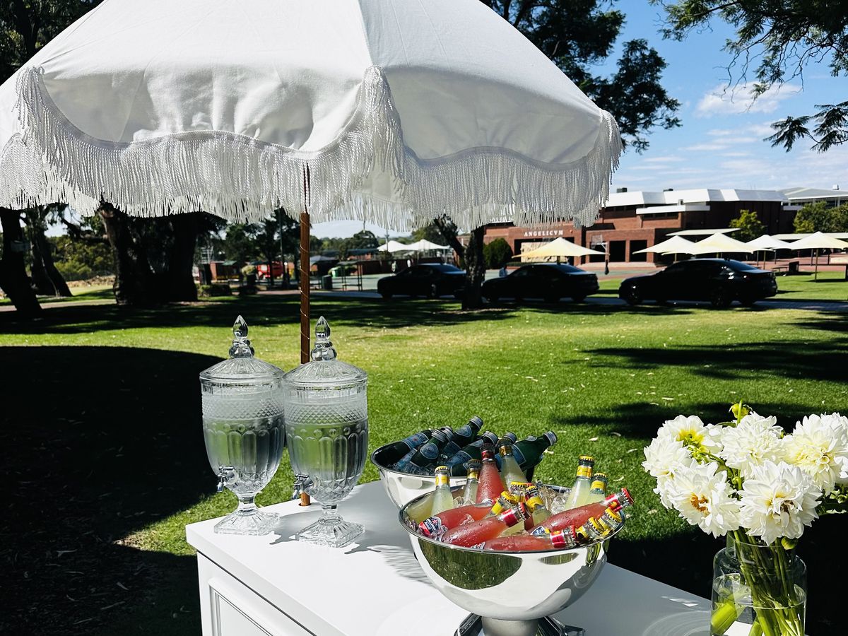 Outdoor drinks cart setup