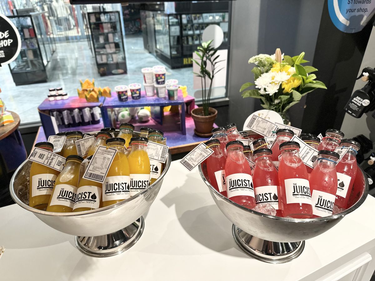 Colourful slushy drinks in silver bowls, perfect for summer events